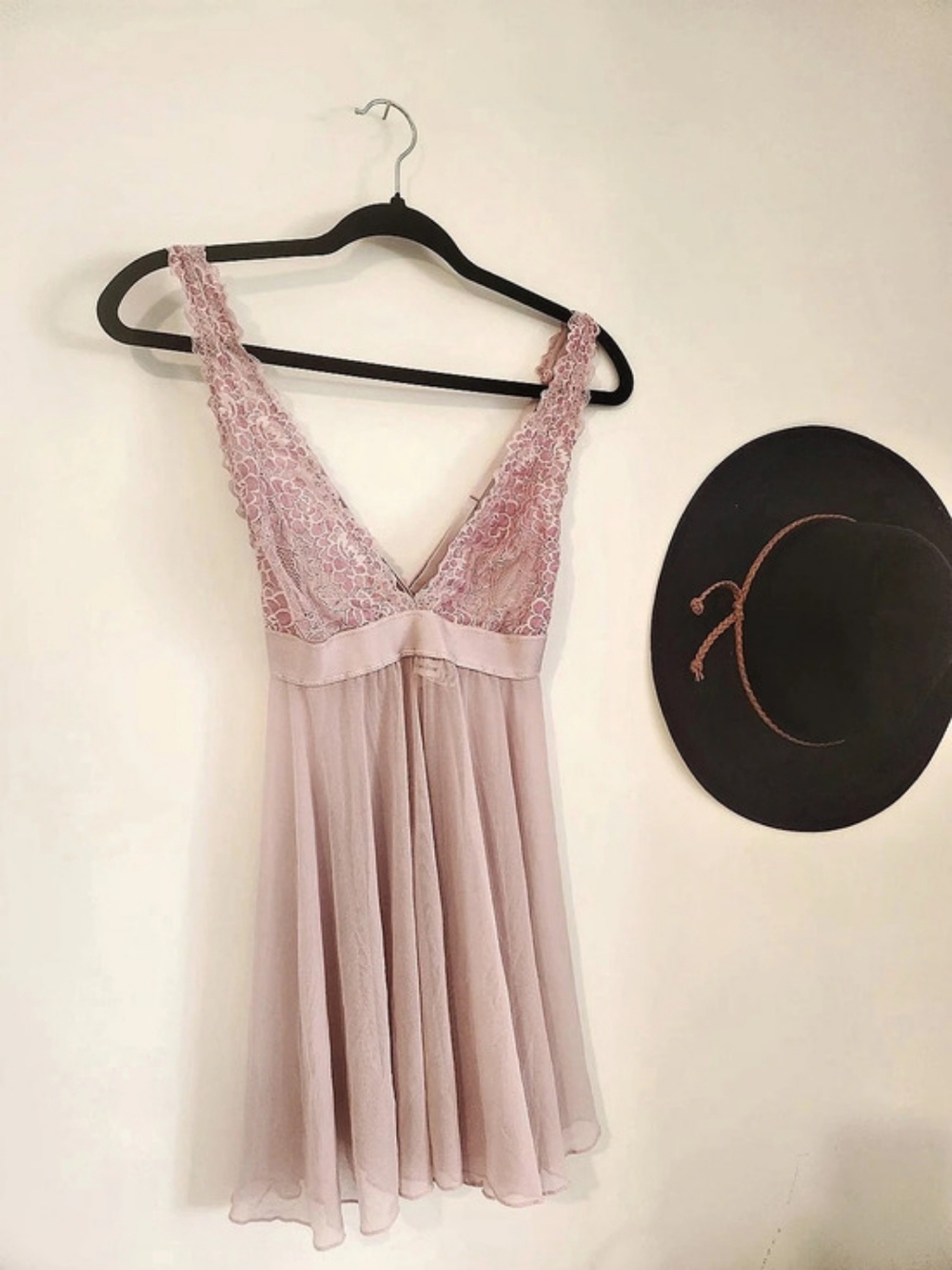 Pink Lace Bodice Mini Dress Like New